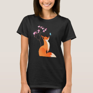 Camiseta Fox Japonês Cherry Blossom Flower Vintage