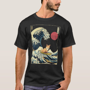 Camiseta Fox Japonês Kanagawa Onde Surf Engraçado