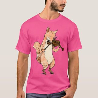 Camiseta Fox Jogando Violino Cute Engraçado Jogador De Viol