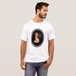 Camiseta Fox Laranja no Red Santa Hat Feliz Natal
