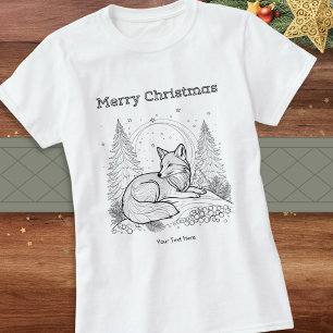 Camiseta Fox Line Art do inverno Natal