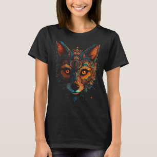 Camiseta Fox Mandala Fantasy Animal Art - Trabalho de arte