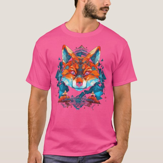 Camiseta Fox Polygon Animal Art Fox (Frente)