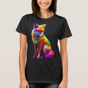 Camiseta Fox Polygon Colorors Amantes de os animais Art Ani