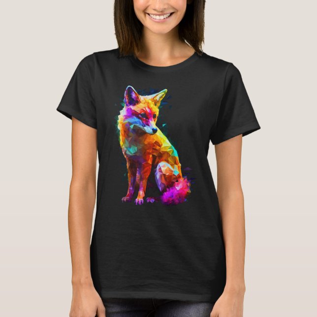 Camiseta Fox Polygon Colourful  Animal  Animal Fox (Frente)