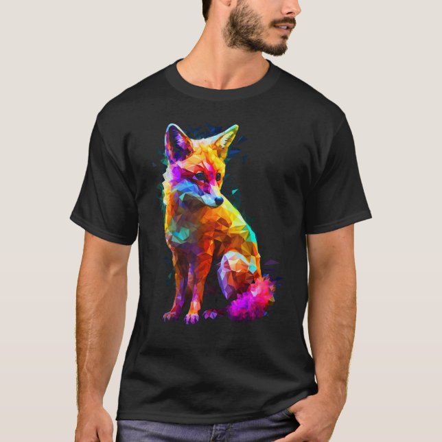 Camiseta Fox Polygon Colourful  Animal  Animal Fox (Frente)