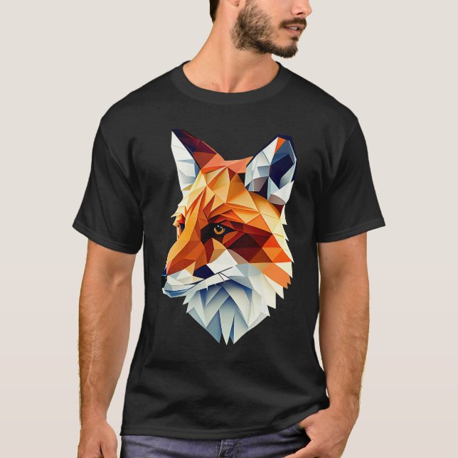 Camiseta Fox Polygon Wild Animal  Wildlife Zookeeper Geomet (Frente)