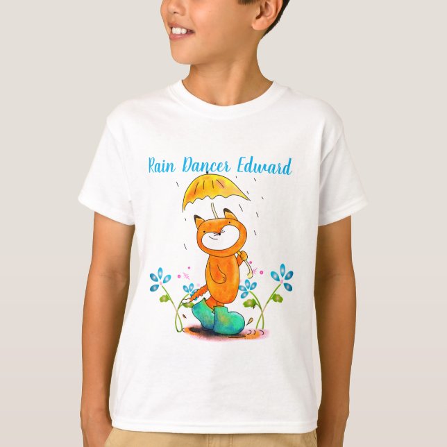 Camiseta Fox Primavera Inspiradora com Guarda-chuvas (Frente)