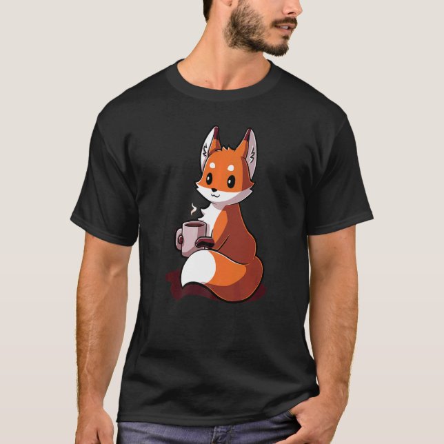 Camiseta Fox Quote  Drinking Coffee Cool  Fox (Frente)