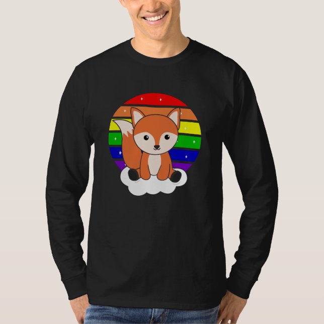 Camiseta Fox Rainbow Glitter Kawaii Orange (Frente)