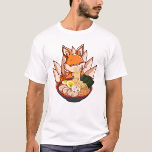 Camiseta Fox Ramen Japonês Noodles Cute Kawaii Anime
