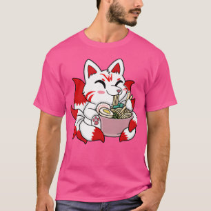 Camiseta Fox Ramen Japonês Noodles Cute Kawaii Anime Merch