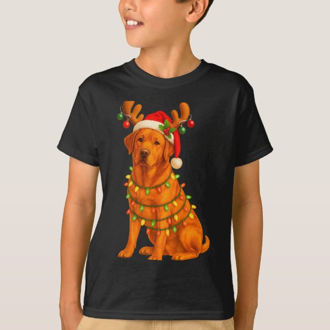 Camiseta Fox Red Lab Christmas Tree Light Pajama Labrador D (Frente)