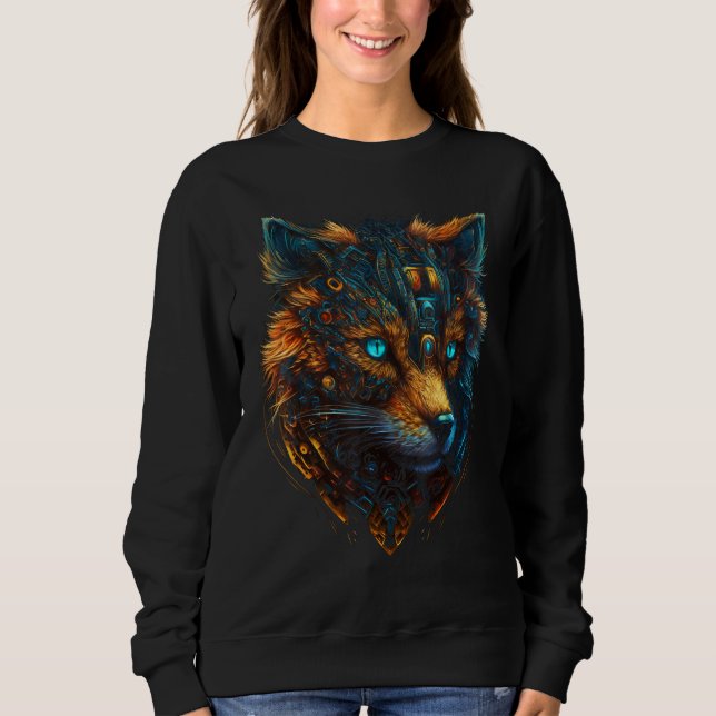 Camiseta Fox Robot Blue Eyes Animal Art Fantasy (Frente)