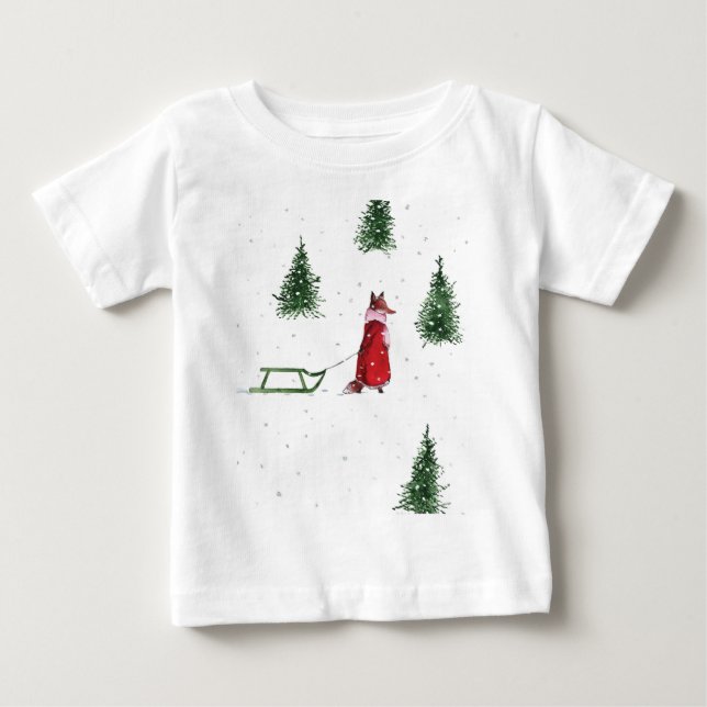 Camiseta Fox Snow Winter Christmas — Ilustração (Frente)