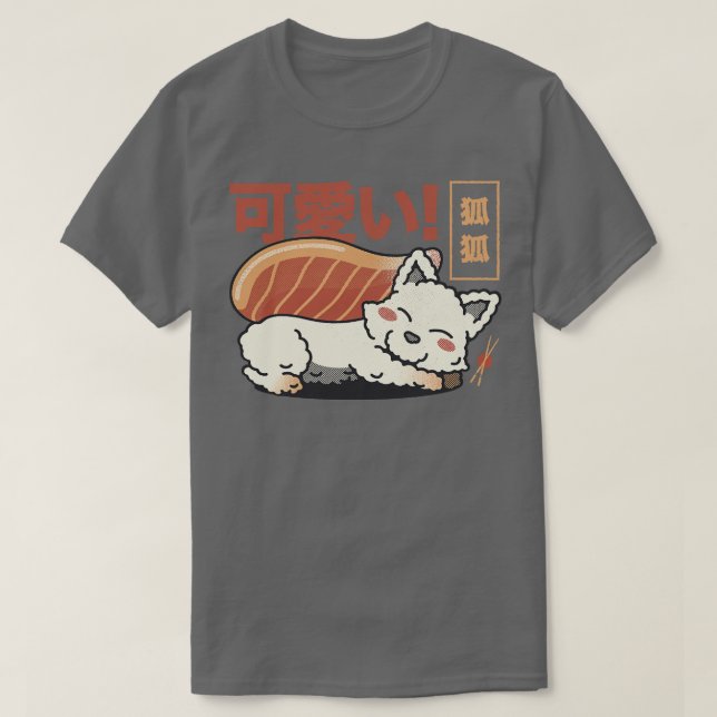 Camiseta Fox Sushi Salmon Sashimi por Tobe Fonseca (Frente do Design)