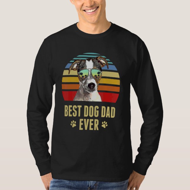 Camiseta Fox Terrier Best Dog Pai Alguma Vez Retro Sunset (Frente)