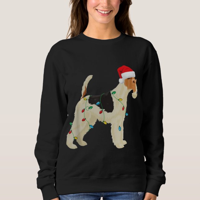 Camiseta Fox Terrier Christmas Lights Santa Hog Xm (Frente)