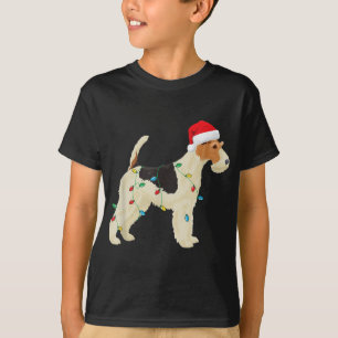Camiseta Fox Terrier Christmas Lights Santa Hog Xm