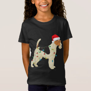 Camiseta Fox Terrier Christmas Lights Santa Hog Xm
