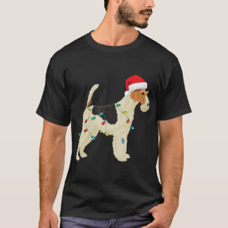 Camiseta Fox Terrier Christmas Lights Santa Hog Xm