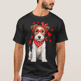 Camiseta Fox Terrier Dia dos Namorados Cão de Cabelo Raspad