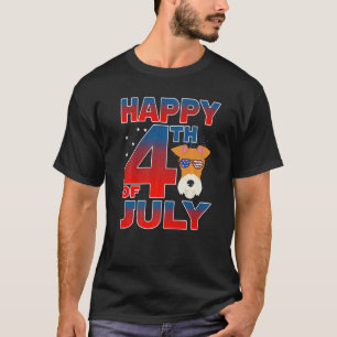 Camiseta Fox Terrier Dog American Flag Óculos Felizes 4º De