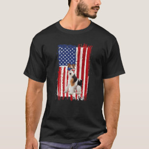 Camiseta Fox Terrier Dog Bandeira Americana Patriótica 4º D
