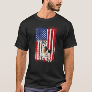 Camiseta Fox Terrier Dog Bandeira Americana Patriótica 4º D