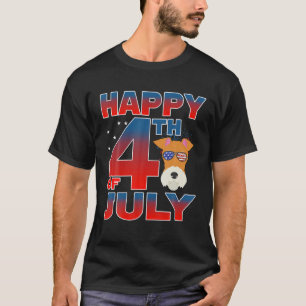 Camiseta Fox Terrier Dog Patriotic Happy 4 De Julho De 2021