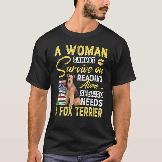Camiseta Fox Terrier Lady Cute Doberman Mamãe Bookworm (Frente)