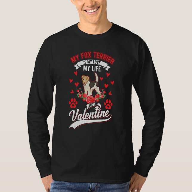 Camiseta Fox Terrier Valentine's Day Wire Fox Terrier (Frente)