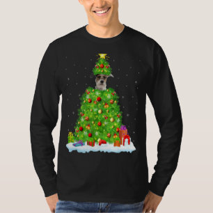 Camiseta Fox Terrier Xmas Lighting Tree Engraçado Fox Terri