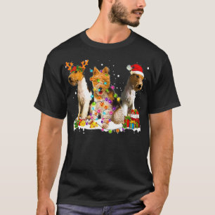 Camiseta Fox Terriers Dogs Reindeer Xmas, três cabelos com