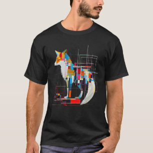 Camiseta Fox Trabalho de arte Geométrico Motif Fox Animal C
