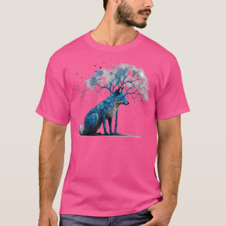 Camiseta Fox Trabalho de arte Tree Animal Art Fox