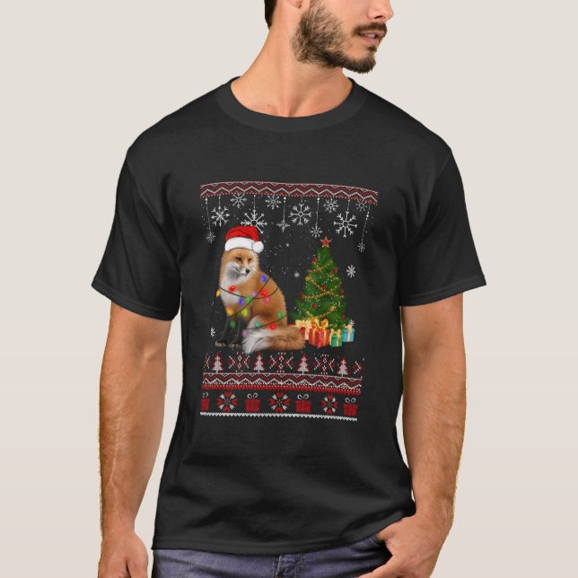 Camiseta Fox Tree Decoration Santa Light Snow (Frente)