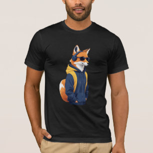 Camiseta Fox Vestindo Hoodie Engraçado Caráter Legal Animal