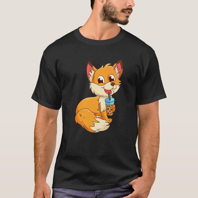 Camiseta Fox with bubbel tea bubbeltea fox children  1 (Frente)