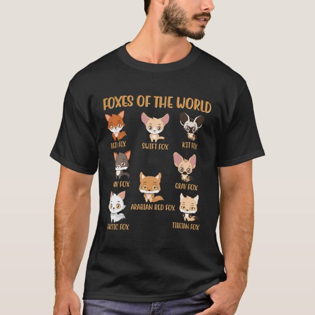 Camiseta Foxes Of The World Shirt Funny Fox Animals Educati (Frente)