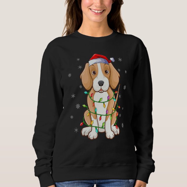 Camiseta Foxhound Dog Xmas Lighting Santa Hat Foxhound Chri (Frente)