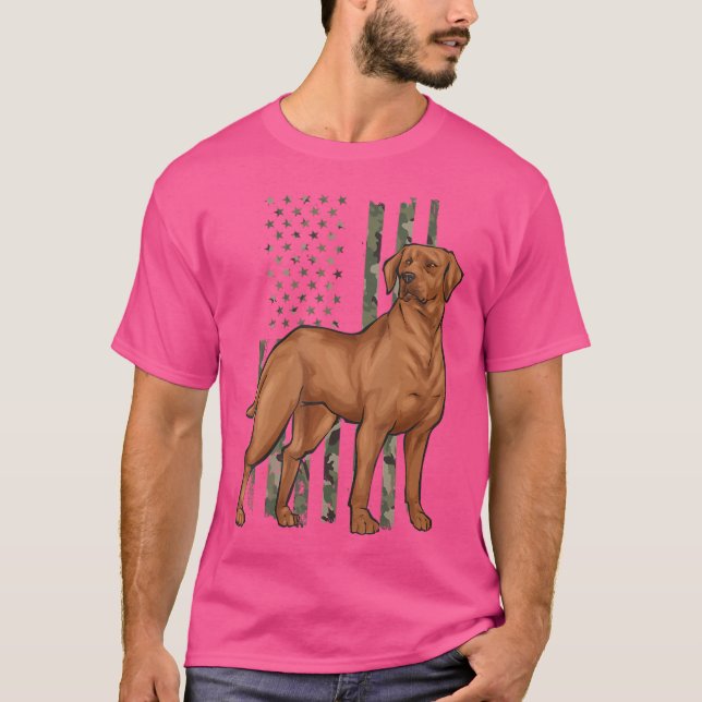 Camiseta Foxred Lab American Flag Fox Red Labrador Retrive (Frente)