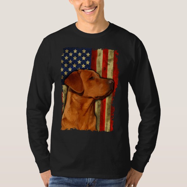Camiseta Foxred Labrador Retriever USA Flag Fox Red (Frente)