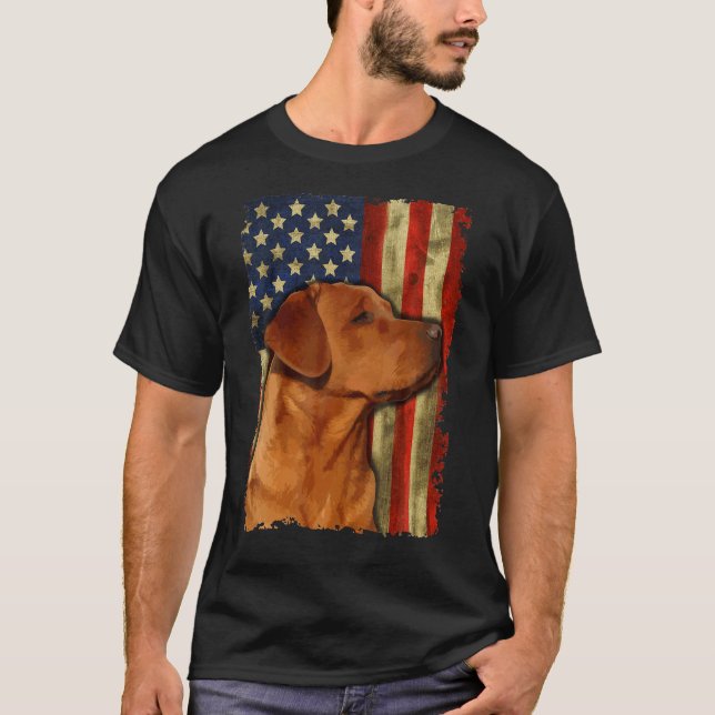 Camiseta Foxred Labrador Retriever USA Flag Fox Red Labrado (Frente)