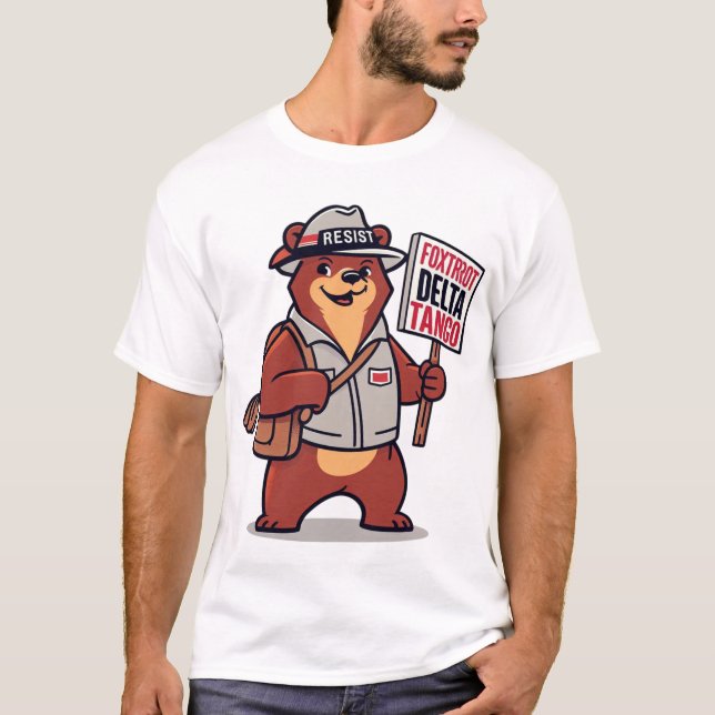 Camiseta Foxtrot Delta Tango Bear Engraçado (Frente)