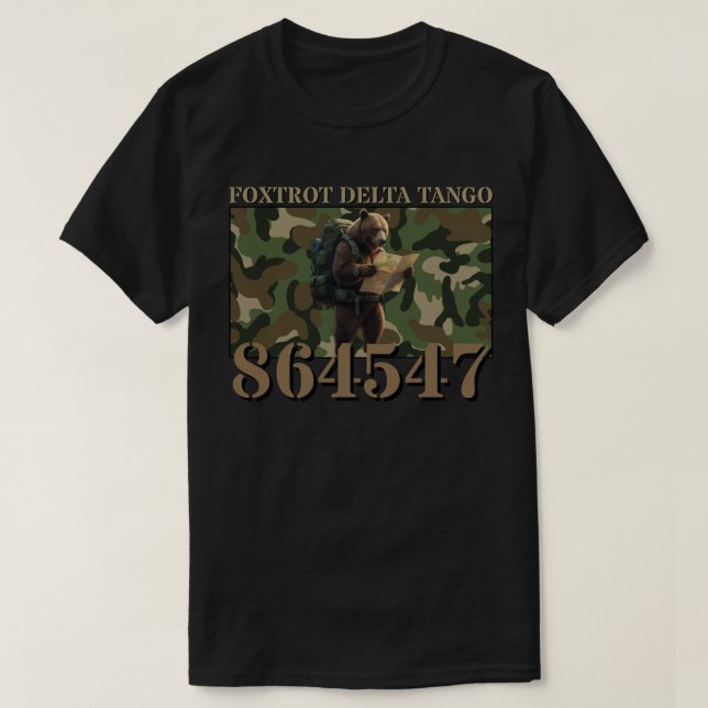 Camiseta Foxtrot Delta Tango Camo Bear (Frente do Design)