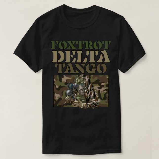 Camiseta Foxtrot Delta Tango Camouflage (Frente do Design)
