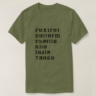 Camiseta Foxtrot, Uniform, Charlie, Kilo, Índia, Tango T-S