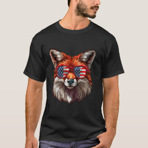 Camiseta Foxy American Flag Funny Foxy Amante Mãe Pai 4º
