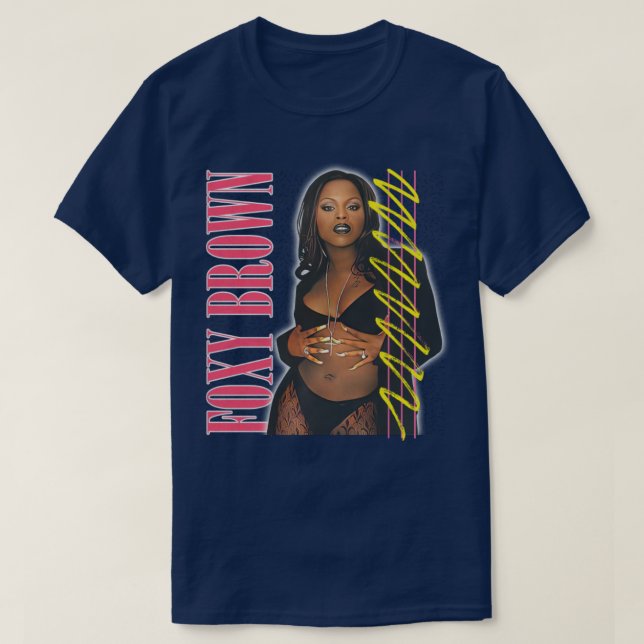 Camiseta Foxy Brown 90s Design do ventilador retrô (Frente do Design)